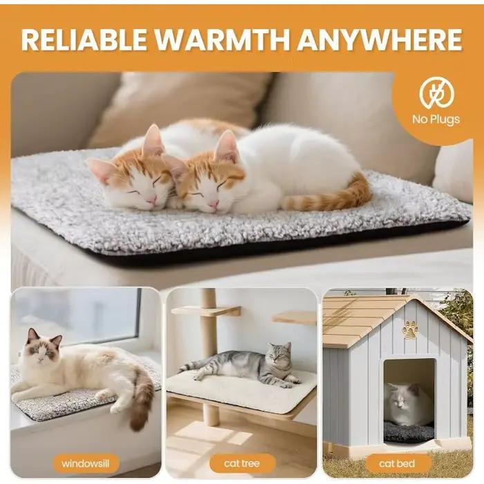 Couverture chauffante pour animaux de compagnie, 1 pièce, sans électricité, tapis de lit thermique, antidérapant pour chats et chiens, chaleur hivernale, noyau réfléchissant la chaleur