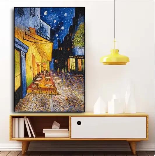 Célèbre Van Gogh café terrasse la nuit reproductions de peinture à l'huile sur toile affiches et imprimés tableau d'art mural pour salon