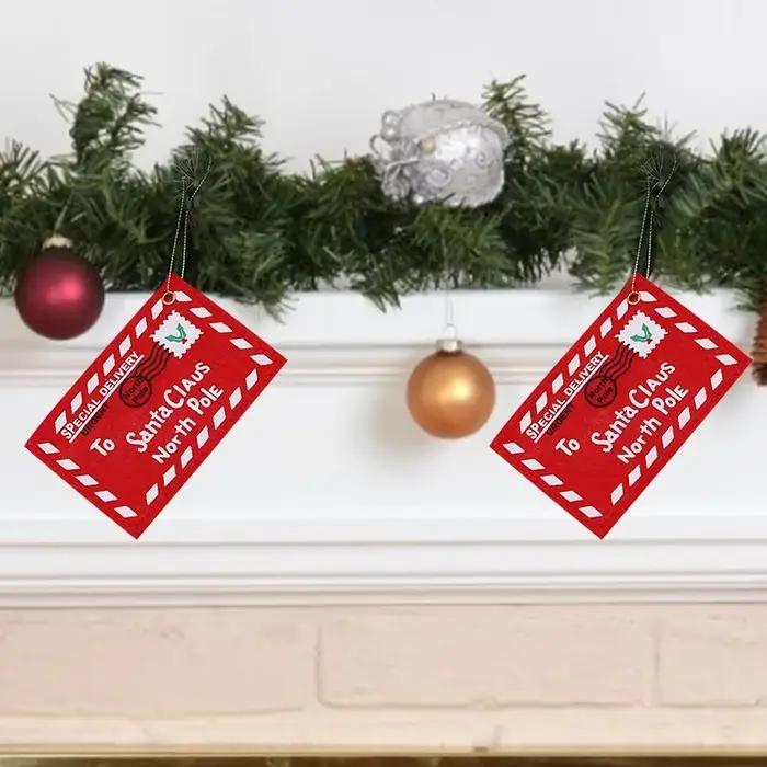 24 pièces enveloppes rouges suspendus ornement arbres de noël pendentif pour la décoration de bureau à domicile cartes