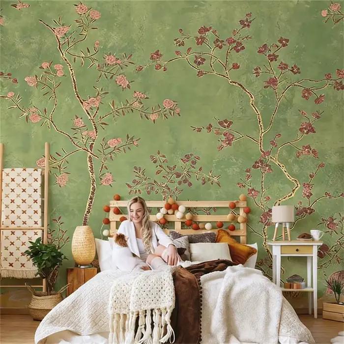 Papier peint personnalisé pour chambre à coucher, style rétro américain, toile de fond TV française, papier peint forêt rétro, fournitures de peinture et de traitement, fond décoratif