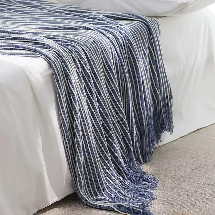 Couverture décorative tricotée style rustique pour lit