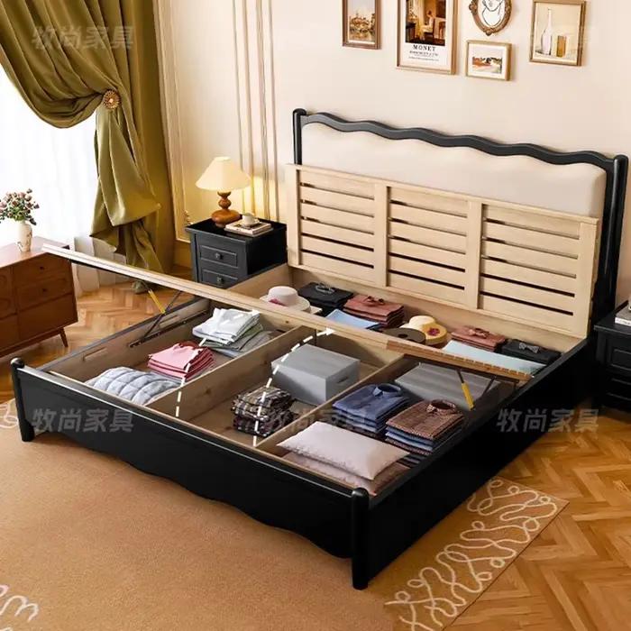 Cadre de lit multifonctionnel de luxe King Size avec tiroirs