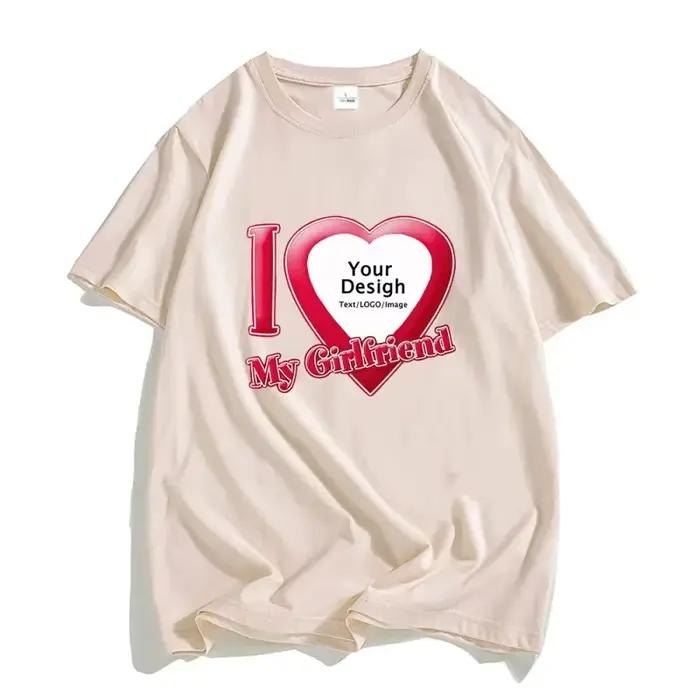 Bricolage j'aime mon petit ami petite amie T-shirt pour hommes femmes Photo personnalisée à manches courtes T-shirt hauts personnaliser T-shirt