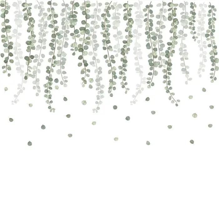 Autocollant mural nordique vignes vertes Nature pour salon chambre maison fleur fond décoration murale auto-adhésif