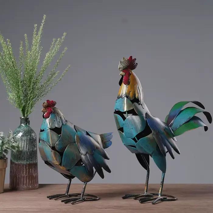 Accessoires de coq en fer, coq de bon augure, ornements d'animaux, décoration minimaliste, décoration de salon et de bureau pour la maison