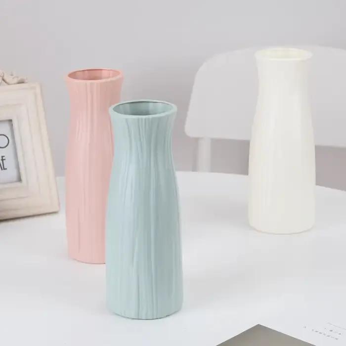 Vase en plastique minimaliste pour compositions florales séchées et fraîches, élégant et stable pour salon, bureau ou cuisine