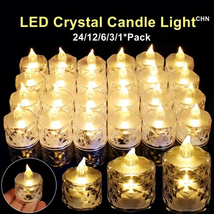 24/12/6 Pack LED bougie en cristal sans flamme