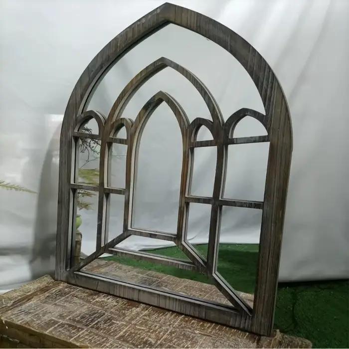  Miroir mural de campagne française – Accent suspendu Vintage en bois massif pour ferme