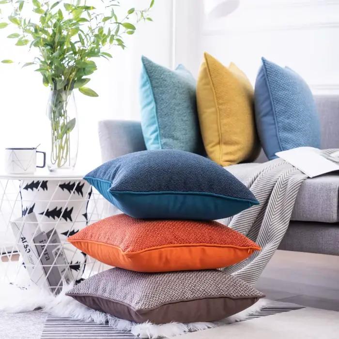 Juste de coussin en lin de coton monochrome nordique