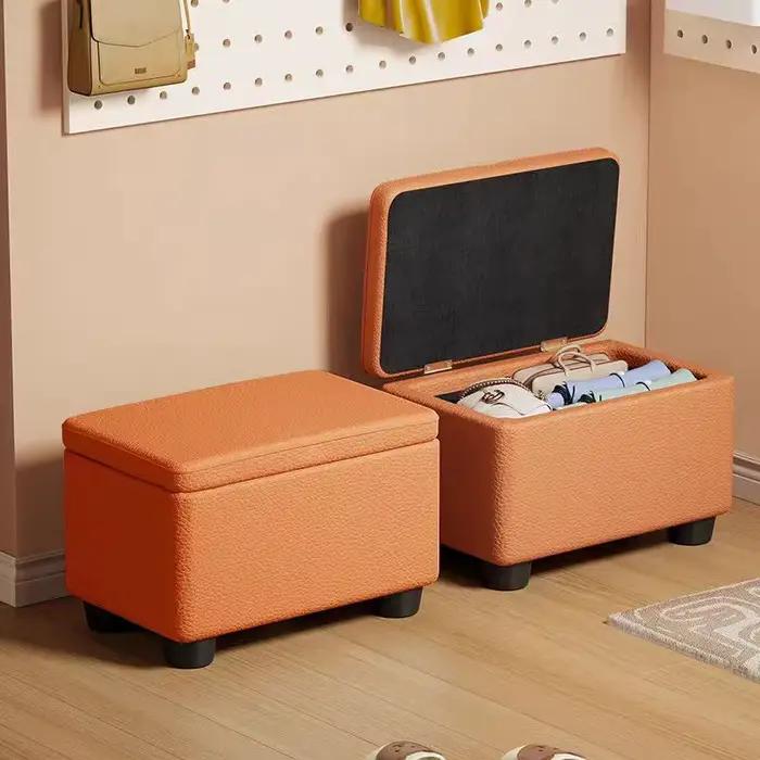 Pouf de rangement - Canapé organisateur rembourré avec compartiment caché pour salon