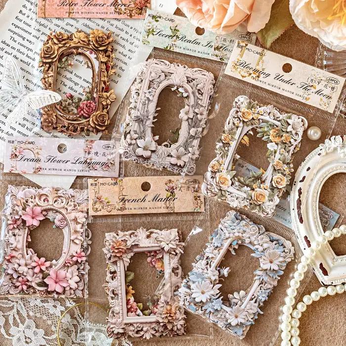 Yoofun 10 pièces/lot Vintage fleur bordure Collage carte créative