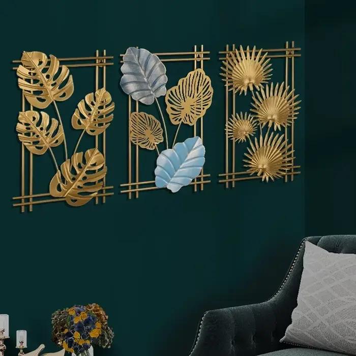 Métal Ginkgo Feuille Tenture Murale Décor Plante Palmier Feuilles D'érable Pendentif Ornement pour Salon Chambre Décoration de La Maison