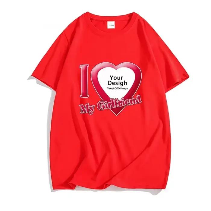 Bricolage j'aime mon petit ami petite amie T-shirt pour hommes femmes Photo personnalisée à manches courtes T-shirt hauts personnaliser T-shirt