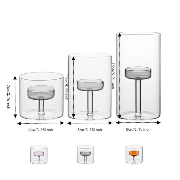 Bougeoir en verre de style européen INS, transparent, résistant à la chaleur, base solide, centre de table pour fête