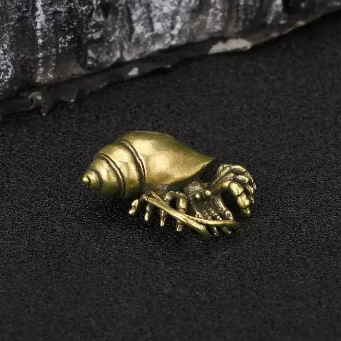 Figurines de crabe ermite en laiton Vintage, Statues d'animaux de mer, ornements de bureau, décorations de bureau, accessoires artisanaux faits à la main, cadeaux