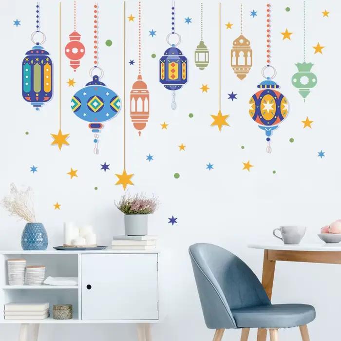 Autocollants Muraux Lumineux Colorés Ramadan Dessin Animé pour Chambre et Salon – Décoration Murale Artistique pour la Maison