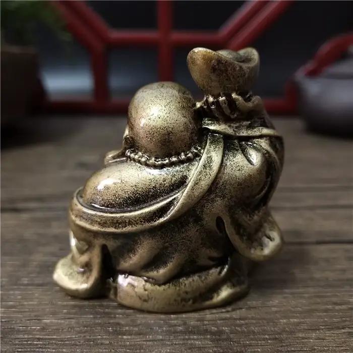 Statue de Bouddha rieur couleur bronze