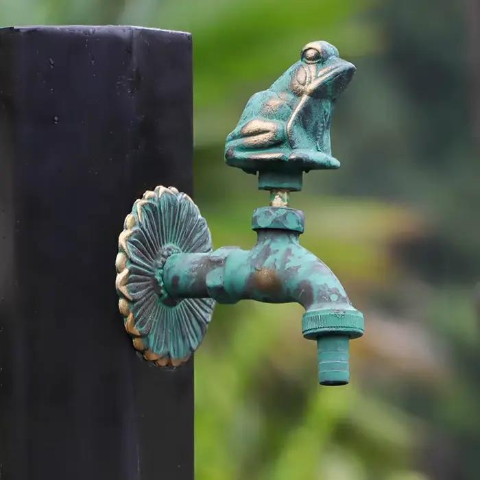 Robinet de jardin décoratif extérieur en forme d'animal, robinet en laiton vert/Antique pour laver la serpillière/arrosage du jardin
