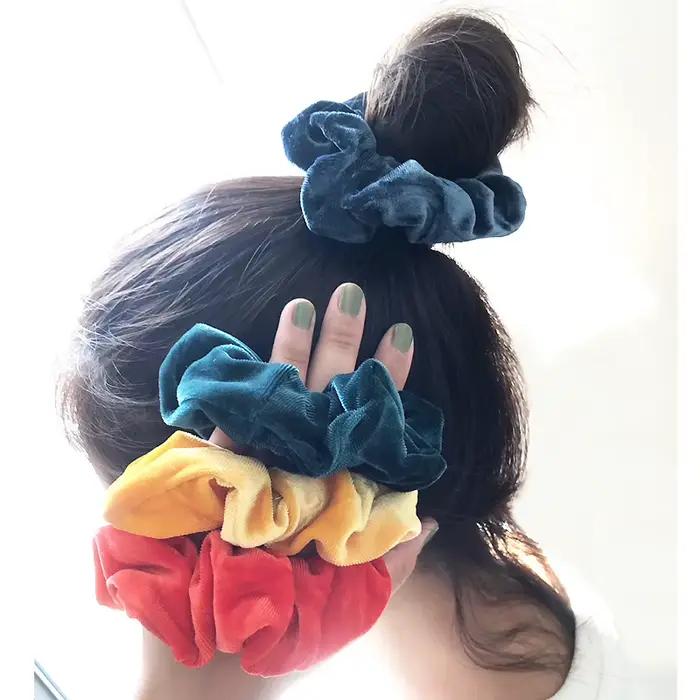 Chouchous en velours de 40 couleurs unies, attaches pour cheveux, blanc, noir, rouge, support queue de cheval pour bébés filles, bandeau, accessoires de cheveux à la mode pour femmes