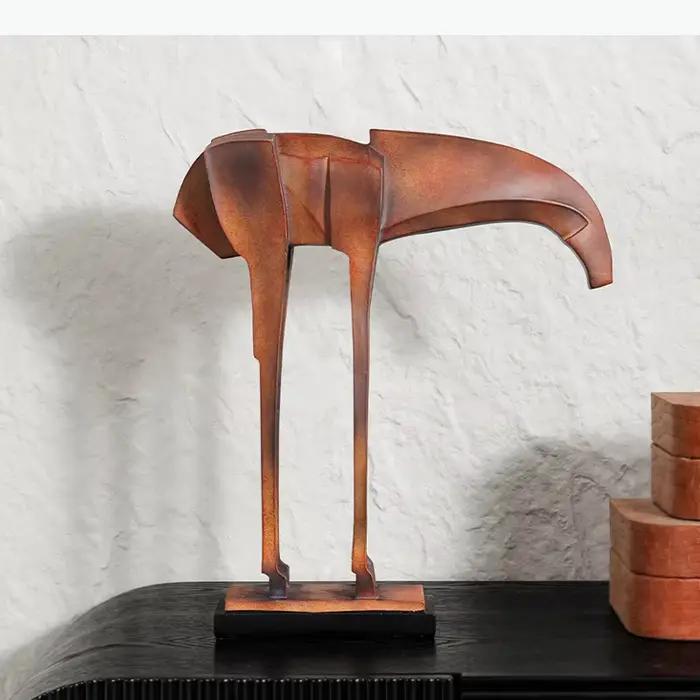 Sculpture de cheval géométrique abstraite, œuvre d'art créative, ornements, cheval en imitation bois, décoration de bureau, accessoires de décoration intérieure