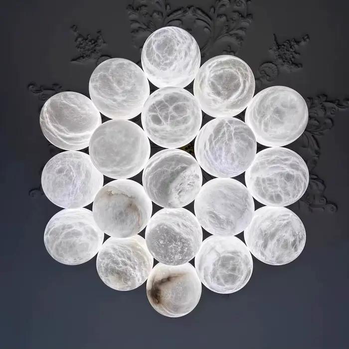 Lustre LED G9 Série Alabaster Bouquet de Boules de Marbre Décoration Maison 2026 Tendance pour Salon