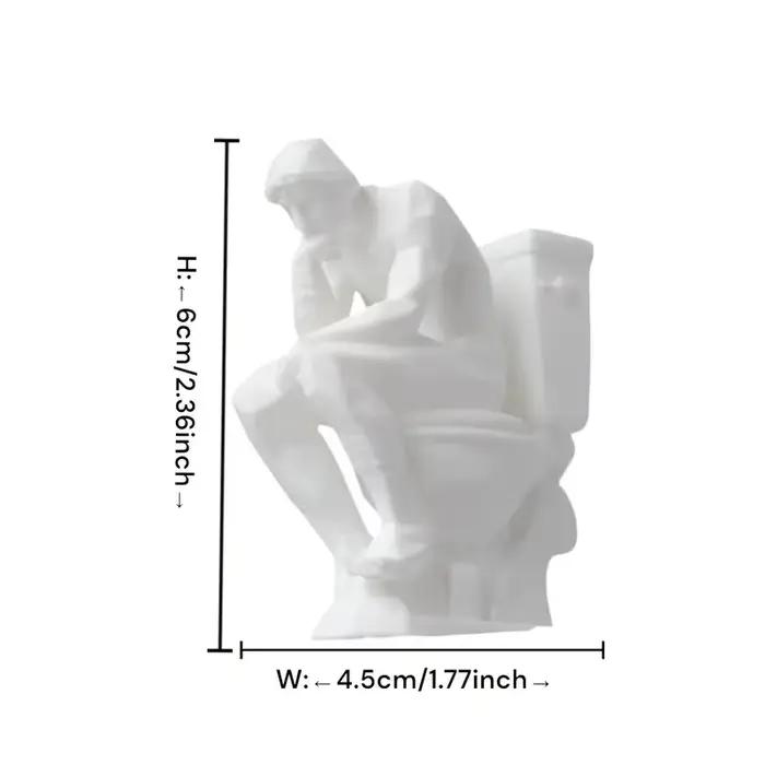 Statue de penseur, statue contemplative assise sur les toilettes, décoration de conception amusante, Sculpture de décoration de bureau pour bibliothèque de bureau