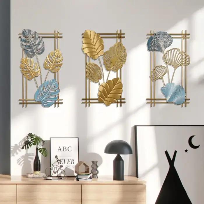 Métal Ginkgo Feuille Tenture Murale Décor Plante Palmier Feuilles D'érable Pendentif Ornement pour Salon Chambre Décoration de La Maison