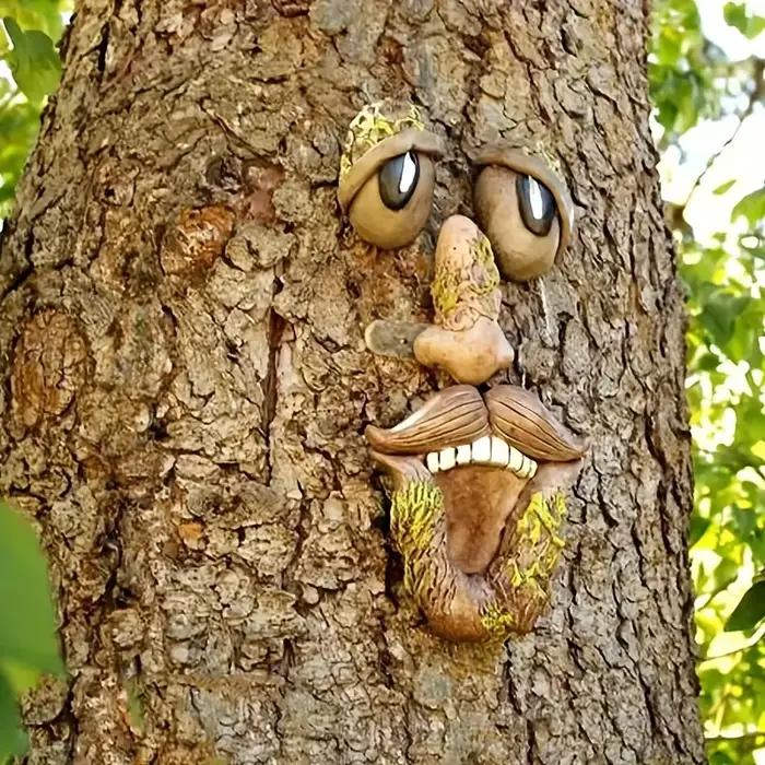 Statues de visage d'arbre d'extérieur