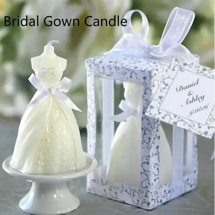 Bougie Romantique Robe de Mariée Élégante Blanche, Cadeau en Boîte, Décoration de Fête de Mariage, Ornement pour la Maison