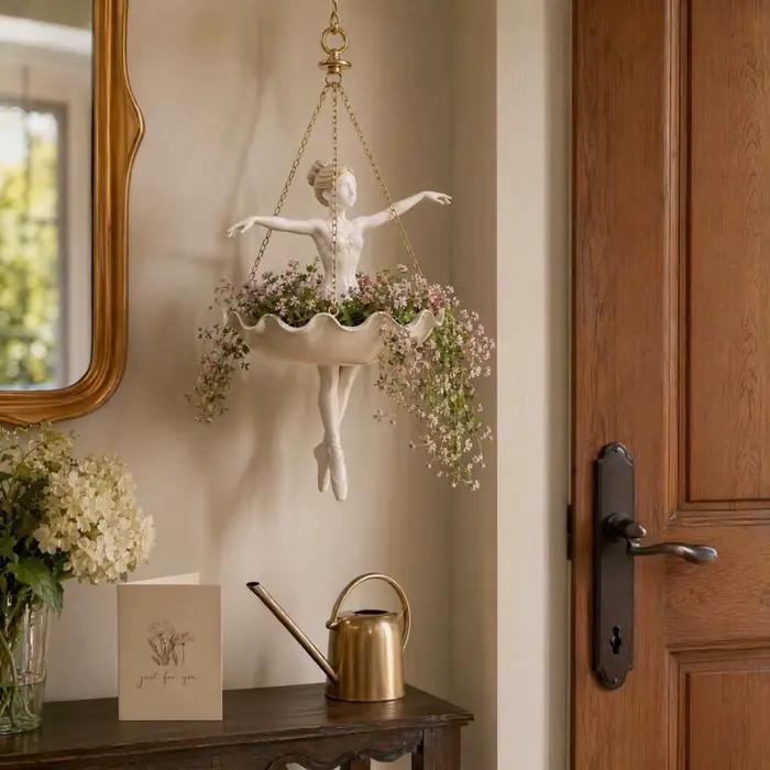 Pot de fleurs suspendu danseuse de ballet jardinière décorative pour plantes d'intérieur extérieur support original cadeau pour amateurs de danse