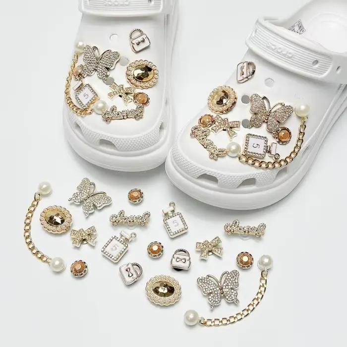 Ensemble de Breloques de Luxe en Strass et Cristal pour Chaussures, Collection Été 2026, Chaîne de Perles Élégante, Accessoires DIY pour Sabots, Décoration de Chaussures Designer pour Femmes