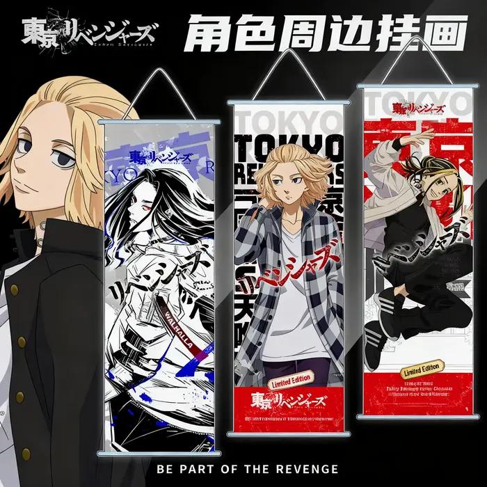 Décoration murale Tokyo Revengers Takemichi Hanagaki Mikey Sano anime tissu soie haute définition pour fan collectionneur occasion spéciale