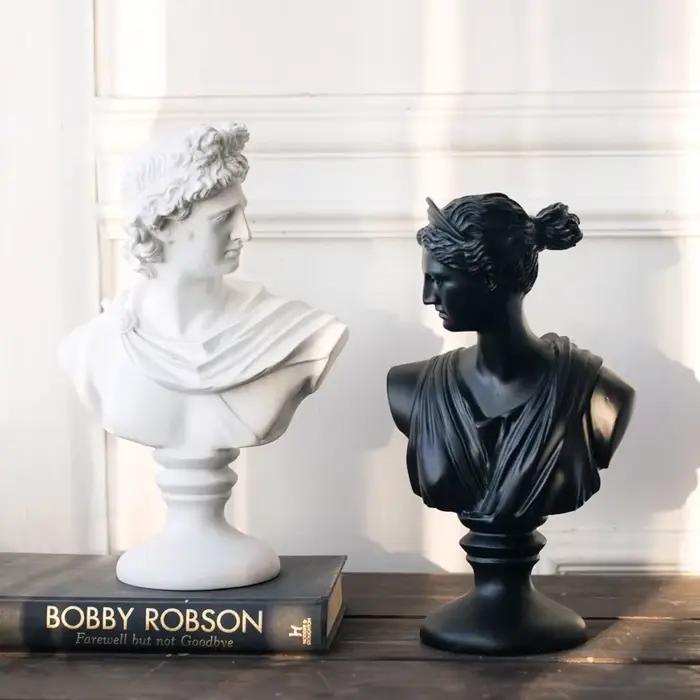 Statue de buste de David Michelangelo, artisanat en résine, meuble TV, décoration de salon douce, cadeau