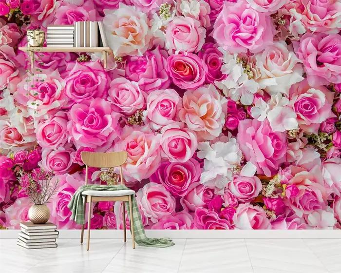 Papier peint nordique moderne rose sur mesure beibehang fond d'écran en soie résistant à l'humidité et aux moisissures absorption du son et isolation thermique pour salon chambre à coucher étude cuisine chambre d'enfants maison de mariage chambre des aînés ```