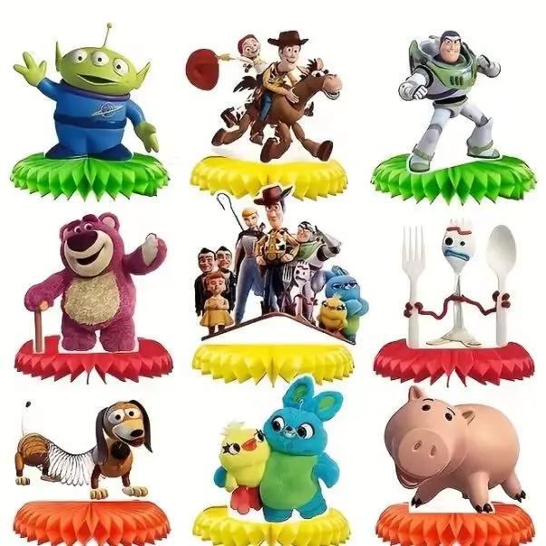 9 pièces de décorations DIY sur le thème de Toy Story pour fêtes et vacances, fournitures de décoration pour anniversaires et fêtes de famille, ornements de bureau