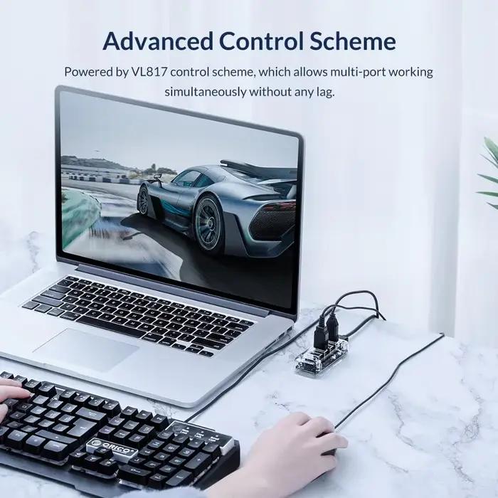 ORICO Hub USB 3.0 4/7 ports, adaptateur répartiteur double alimentation, chargeur OTG USB C, hub alimenté pour périphériques d'ordinateur PC, accessoires