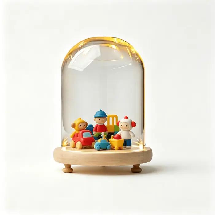 Dôme de présentation cylindrique en verre DIY avec base en bois pour bijoux et souvenirs occasions spéciales-decoration-boîte de rangement-fonction anti-poussière
