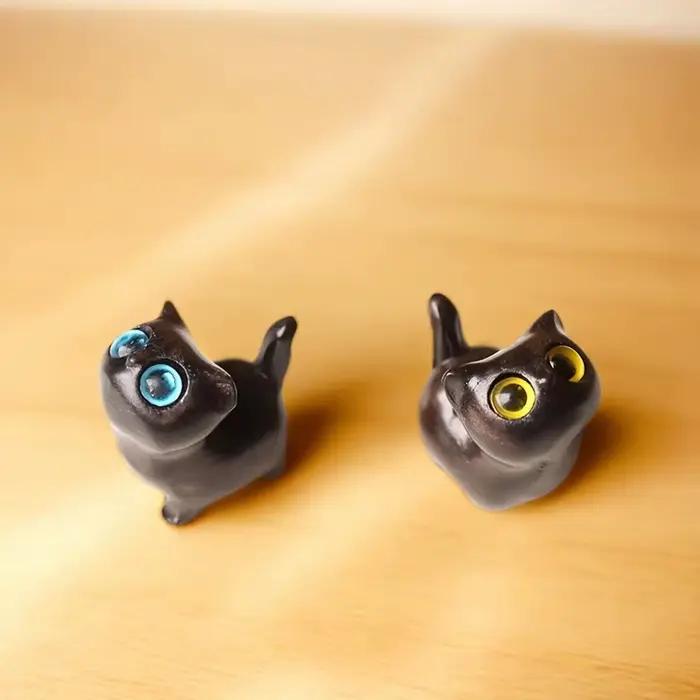 Figurine de chaton en bois mignonne et charmante