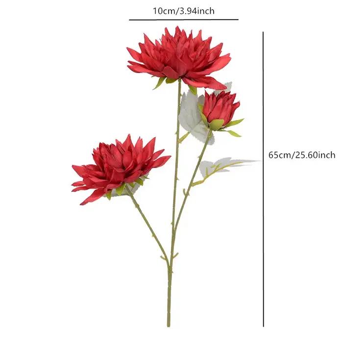 Fausse fleur de Dahlia artificielle de gardénia à 3 têtes, matériaux d'arrangement Floral de mariage, Vase de Table pour la maison, décor, accessoires Photo, vente en gros