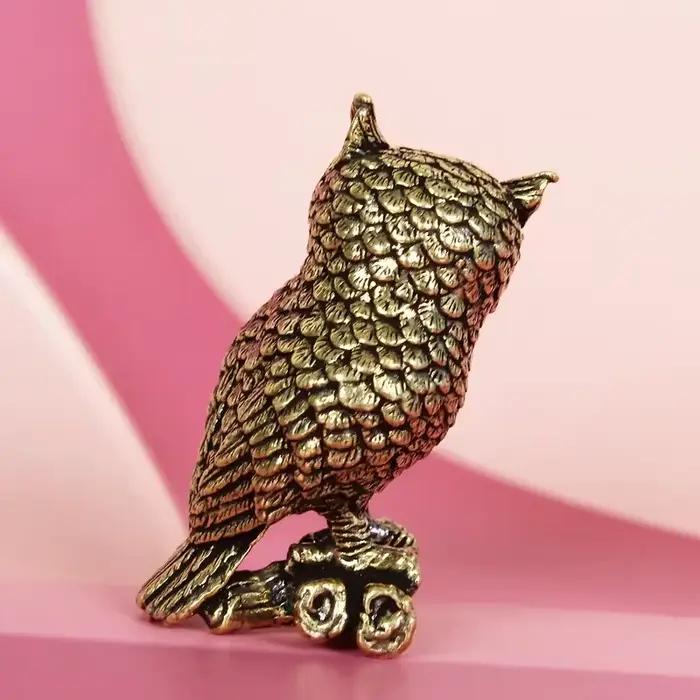 Statue de hibou vintage en laiton massif
