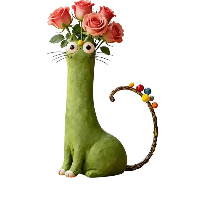 Vase à fleurs en forme de chat mignon