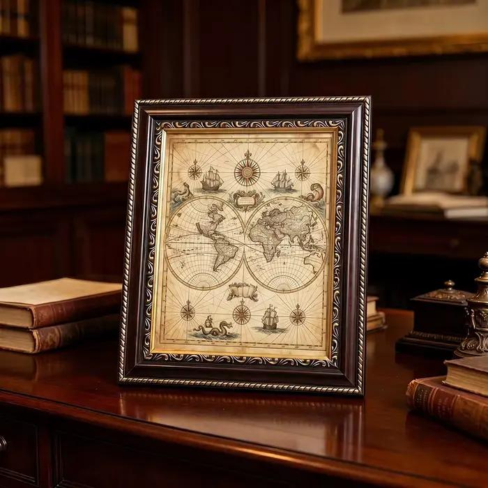Lot de 2 cadres photo vintage brun foncé et or ornés, style baroque antique, pour mur, galerie ou présentation sur table