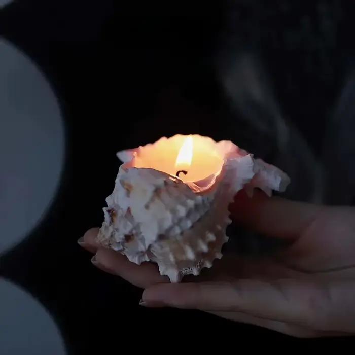 Bougie parfumée conque (fait à la main) – Ornements de décoration pour la maison, pour chambre à coucher et salon, cadeaux de vacances sur table