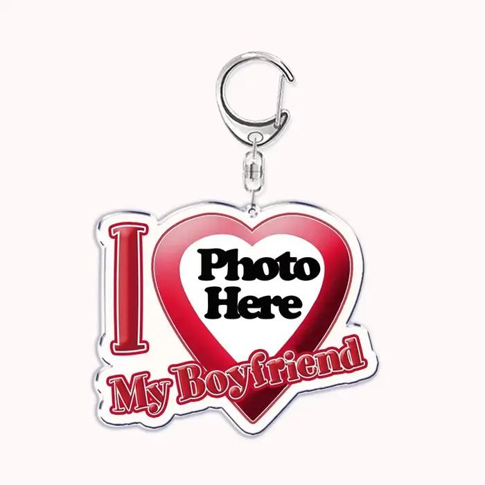 Texte personnalisé j'aime mon petit ami petite amie porte-clés porte-clés Photo femme maman papa roi reine porte-clés personnalisés cadeaux