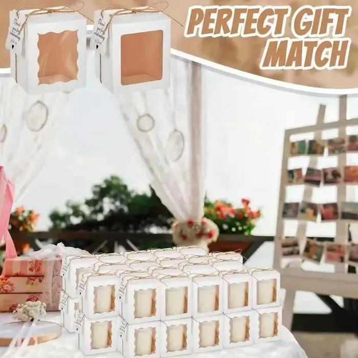 Boîte-cadeau de bougie 5/10/20 pièces avec fenêtre transparente avec étiquette et ficelle pour cadeau de fête