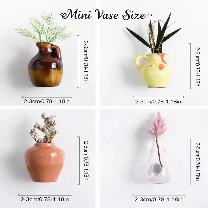 Mini vase à fleurs magnétique créatif en céramique – Insert en porcelaine DIY pour autocollant de réfrigérateur