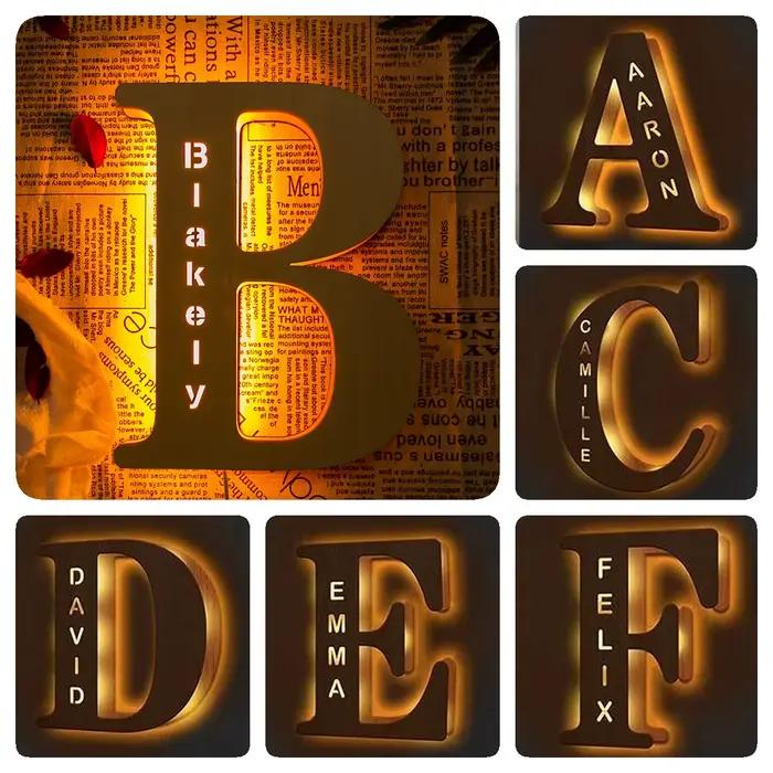 Décoration Murale Personnalisée avec 26 Lettres et Nom Gravé