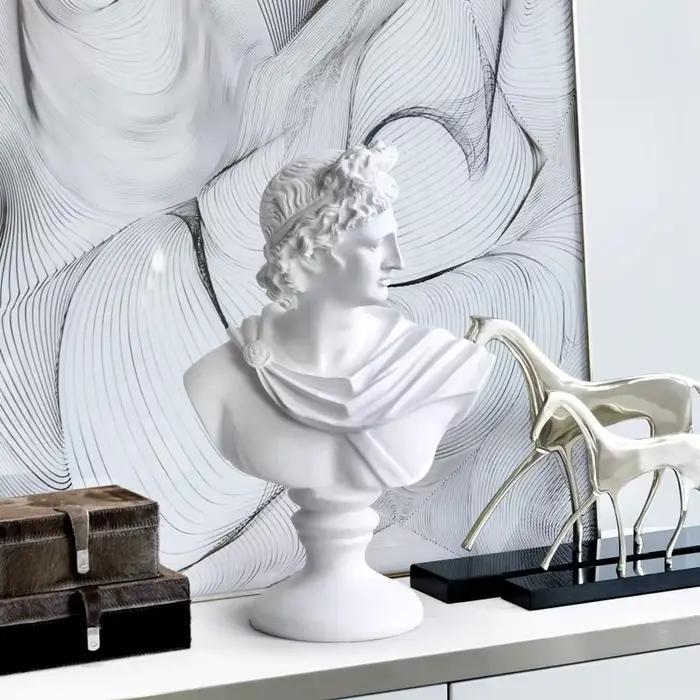 Statue de buste de David Michelangelo, artisanat en résine, meuble TV, décoration de salon douce, cadeau