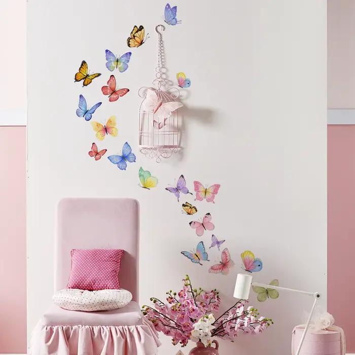 Autocollant mural papillon aquarelle