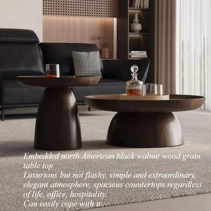 Table basse ronde en bois de noyer noir style minimaliste moderne pour salon occasions spéciales et cadeaux-decoration-interieur